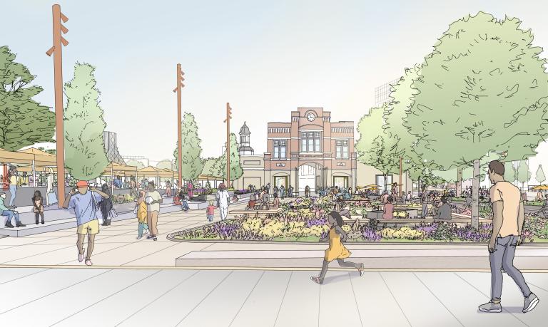 Artist's impression of Beresford Square after transformation